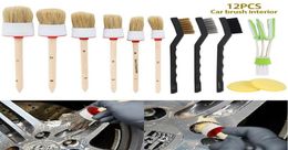 Care Products 591112Pcs Car Detailing Brush Kit Natural Boar Hair Auto Tire Wheel Hub Rim Interior Air Vents Grille Cleaning To7639159