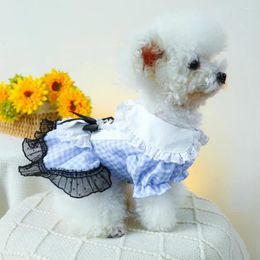 Dog Apparel Stylish Pet Outfit With Bow Decoration Chic Mesh Splicing Princess Dress Doll Collar For Pooch