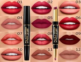 2in1 Lip Liner Lipstick 12 Colours matte Pens 24H and with Lip Makeup Set for women Long Lasting labiales mate 24 horas originales6209630