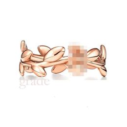 Tiffanyco Classic Designer Ring Top Fashion T Ring Home Sterling Silver Heart Shaped Leaf Knot Drip Glue Ring With Gold Plated Diamond Tee Jewelry High Quality 695