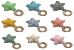 Baby Rattle Bells Crochet Knitted Star Baby Play Gym Baby Teething Wooden Ring Teether Pendant For Kids Gift Toys3229086