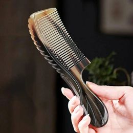 Handmade Natural Ox Horn Comb Anti Static Buffalo Combs Handle Professional Detangling Massage Fine Tooth Comb 240301