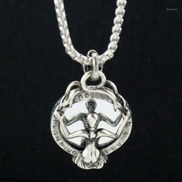 Cool Vintage Skeleton Magic Mirror Alloy Pendant Necklace Men's Jewelry Punk Rock Skull Style Charm Necklaces 1289w