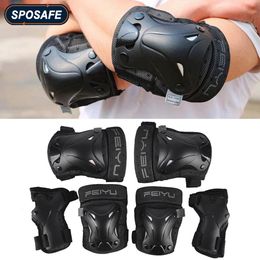 6Pcs Adult/Kids Knee Pad Elbow Pads Wrist Pads Youth Protective Gear for Roller Skating Skateboard Cycling Scooter Outdoor Sport 240227