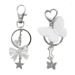 Keychains Bowknot Butterfly Charm Keyring Backpack Decoration Handmade Pendant Fashion Bag Sweet Cool Keychain