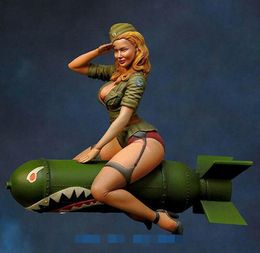 124 Sexy Beauty Girl On Rocket Resin Model figure GK Unassembled and unpainted kit LJ2009283686680