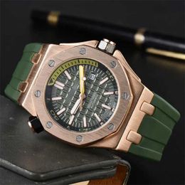 38% OFF watch Watch Mens quartz oak hexagon bezel man ladies wristwatch Fashion Rubber strap Sports 9009 Modern