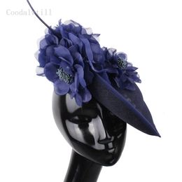 Fashion Flower Women Formal Fedora Cap Wedding Headpiece Handmade Ladies Event Derby Big Fascintator Hat Hair Pin Millinery Cap 240229