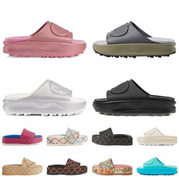 2024 Platform Slides Canvas Designer Sandals Women Fashion Flat Slippers Pink Black Green Cream White Sliders Rubber Plate-forme Sandale Beach Shoes Size 36-45