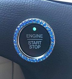 Crystal Rhinestone Car Bling Ring Emblem Sticker Bling Car Accessories Push to Start Button Key Ignition Knob Bling Ring Wom6755006