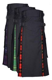 Men's Pants 2021 Men Adjustable Waist Casual Skirt Pant Solid Plaid Punk Hip-hop Avant Garde Fashion Scotland Trousers ish Kilt8128408