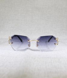 Fashionable sun frames Sunglasses Small Rimless Vintage Men Square Diamond Lens Cutting Eyeglasses for Women Clear Glasses Metal F8398425