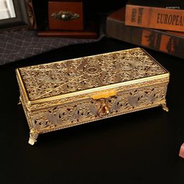 Jewelry Pouches Rectangular Metal Organizer Box Chest Trinket Boxes For Women Mother Day Wedding Anniversary Gifts