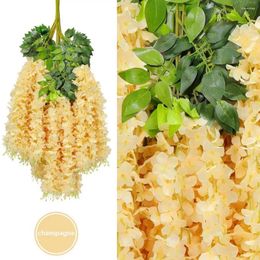 Decorative Flowers Faux Wisteria Hanging Decor Realistic Artificial Vines Garland Decoration For Home Wedding Garden