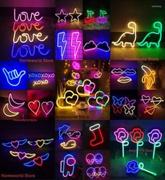 Night Lights LED Neon Light Sign Logo Modelling Lamp 88 Styles Whole Drop Decor Room Wall Party Wedding Colourful Xmas Gift2302836