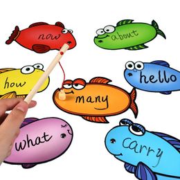 Fishing Toys Montessori Education For Kids Written Card Rewrittable Board Words Learning Teaching Children DIY Quiz Game 240301