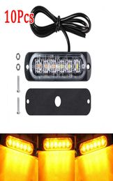 10pcs Car LED Lights Amber Truck Urgent Warning Fog Working Luminous Accessories Strobe Lamps Auto Accessories with 6 LEDpc8214289