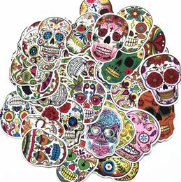 60PCS Colourful Skull Stickers For Car Phone Skateboard Snowboard Laptop Luggage Fridge Bicycle PVC Waterproof Decal Halloween Home2065650