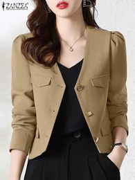 Fashion Cropped Blazer ZANZEA Women Office Suits Spring Long Sleeve Jackets Outwear Casual Buttons Shirt Elegant Blouse Jackets 240220