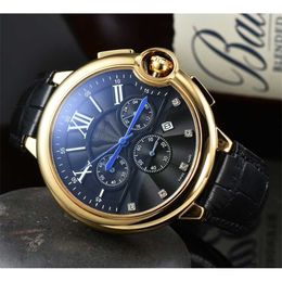24% OFF watch Watch New Six stitches mens All dial work Quartz Top luxury calendar chronograph clock leather belt men fashion accessories