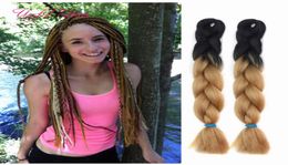 marley hair bundles 24inch Jumbo BRAIDS SYNTHETIC braiding hari two tone ombre Colour crochet extensions box crocheted braide9334455