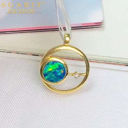 SGARIT Women Statement Jewellery Solitaire Gemstone Necklace Making Natural Opal Pendant Gold