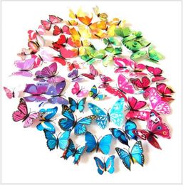 12pcslot 3D butterfly Fridge Magnets home decor decorative refrigerator stickers Colour stereoscopic wall sticker Decoration8393135