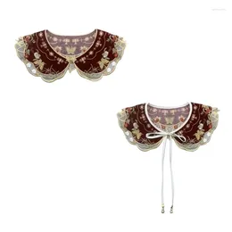 Bow Ties Lace Floral Collar Elegant Sweet Girl False Detachable For Lady Delicate Embroidery Pattern Drop