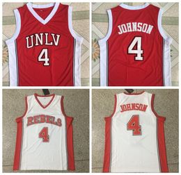 Vintage UNLV 4 Larry Johnson Nevada College Basketball Jerseys Mens Home Red White Stitched Shirts SXXL7274834