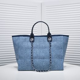 High quality handle large canvas beach bag hand shopping bag embroidered tote bag designer fashion travel classic handbag wholesale D0035