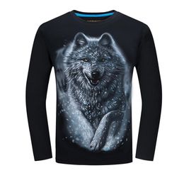 2018 Cheapest Fashion Men tshirt long sleeve cool design 3d funny t shirt homme Wolf Printed casual top Plus Size 6XL whole C3437319