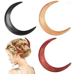 Hair Clips Moon Fork Ramadan Solid Color Wooden Sticks Elegant Mubarak Fashion Accessories Women Girl Gift