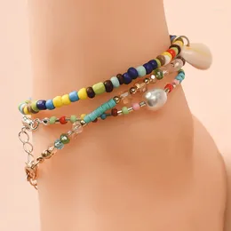 Anklets 3PCS/Set 2024 Summer Bohemian Colorful Beaded For Women Beach Ankle Bracelet Foot Leg Jewelry