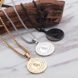 Pendant Necklaces Bible Verse Prayer For Men Hip Hop The Praying Hands Coin Medal Chain Necklace Women Christian Jewellery