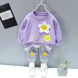 Spring Toddler Clothing Cotton Suit Children Girls Cartoon Tshirt Sports Pants 2Pcsset Kids Clothes Baby Tracksuits 240226