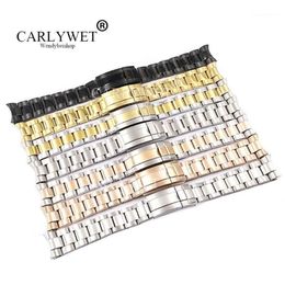 CARLYWET 20 21mm Whole Silver Gold Rose Gold Black 316L Solid Stainless Steel Watch Band Belt Strap Bracelets For13328