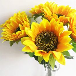 Yellow Sunflower 62cm/24.41" Artificial Silk Flowers Simulation Single Sunflower for Wedding Photograph Props Flower Christmas Decorations 2024303