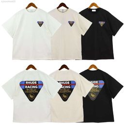 Mens t Shirt World Champion Rhude Tshirt Triangle Loose Print the Same for Men and Women Designer Cotton T-shirt Couples in Summer