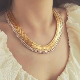 Exquisite Cubic Zirconia Jewellery Luxury Charm Gold Colour Neck Chain Delicate Vintage Choker Necklace Trendy Jewelry 240227