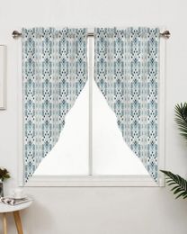 Curtain Retro Diamond Block Abstract Curtains For Children's Bedroom Living Room Window Kitchen Triangular