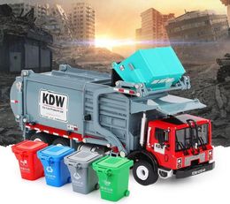 Alloy materials handling truck garbage cleaning vehicle model 124 garbage truck sanitation trucks clean car toy car kid gift X0103399384