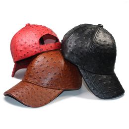 Ball Caps Premium Ostrich PU Classic Unisex Basebal Cap For Men And Women Adiustable Strapback Hat