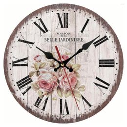 Wall Clocks Silent Wooden Clock Vintage Style For Living Room Decor Easy To Instal Adds A Touch Of Creativity Your Space