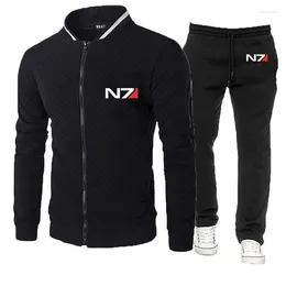 Men's Tracksuits N7 Mass Effect Logo Print 2024 Spring And Autumn Tracksuit Self-cultivation Hoodie Pants Pullover Sportwear Suits Casual