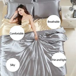 100% Simulation silk bedding set Home Textile King size bed clothes duvet cover flat sheet pillowcases Wholesale 240226