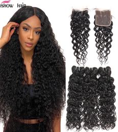 Ishow Virgin Weave Extensions Body Wave 828inch For Women Straight Deep Loose Curly Water Wefts Natural Black Colour Human Hair Bu5416139