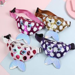 Kid Mermaid Belt Fanny Pack Cartoon Waist Bag Sequins Cute Chest Cosmetic Bag Women Shoulder Beach Crossbody Bag New3816208