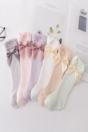 Baby hole socks little girls Bows 34 knee high ruffle sock infant kids cotton breathable legs A30493907303