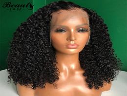 Mongolian Kinky Curly Wig Lace Wig Human Hair Natural Virgin Hair 13X6 Curly Lace Front Short Wigs9955376