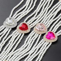 Imitation Pearl Necklace Womens Heart Shaped Banquet Pendant Exaggerated Bride Accessories Necklaces 240227